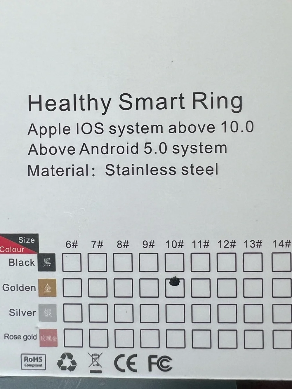 Oracle Gold Smart health tracker Ring with Charger | Size 10
